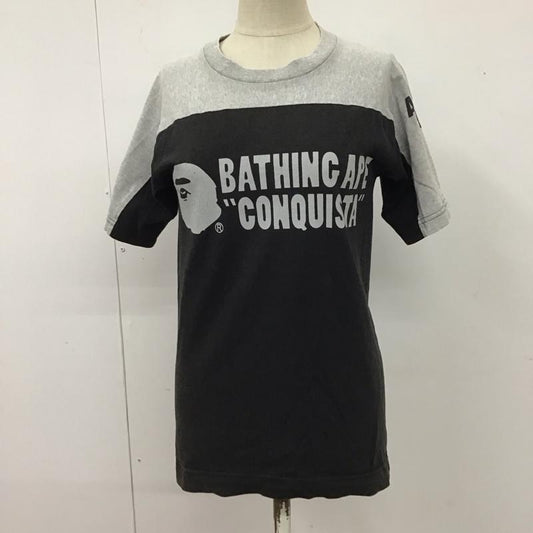 アベイシングエイプ A BATHING APE Tシャツ 半袖 半袖カットソー プリントTシャツ クルーネックカットソー XS プリント 黒 / ブラック / X 灰 / グレー /  レディース USED 古着 中古 10117500