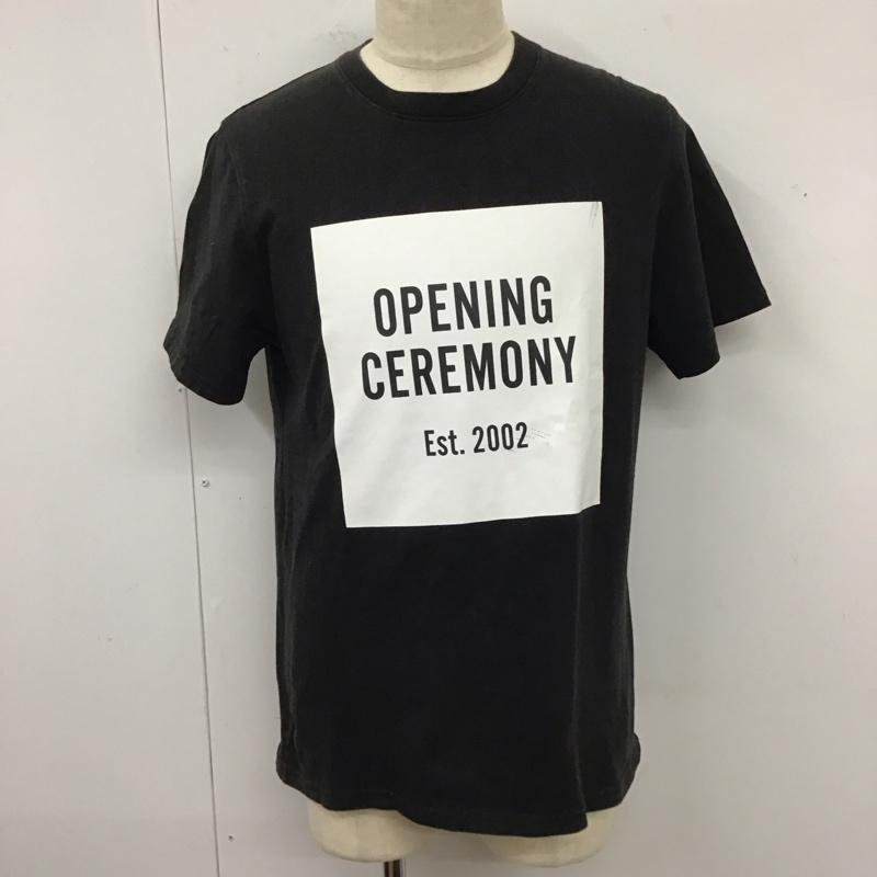 オープニングセレモニー opening celemony Tシャツ 半袖 半袖カットソー プリントTシャツ クルーネックカットソー M ロゴ、文字 黒 / ブラック /  メンズ USED 古着 中古 10119535