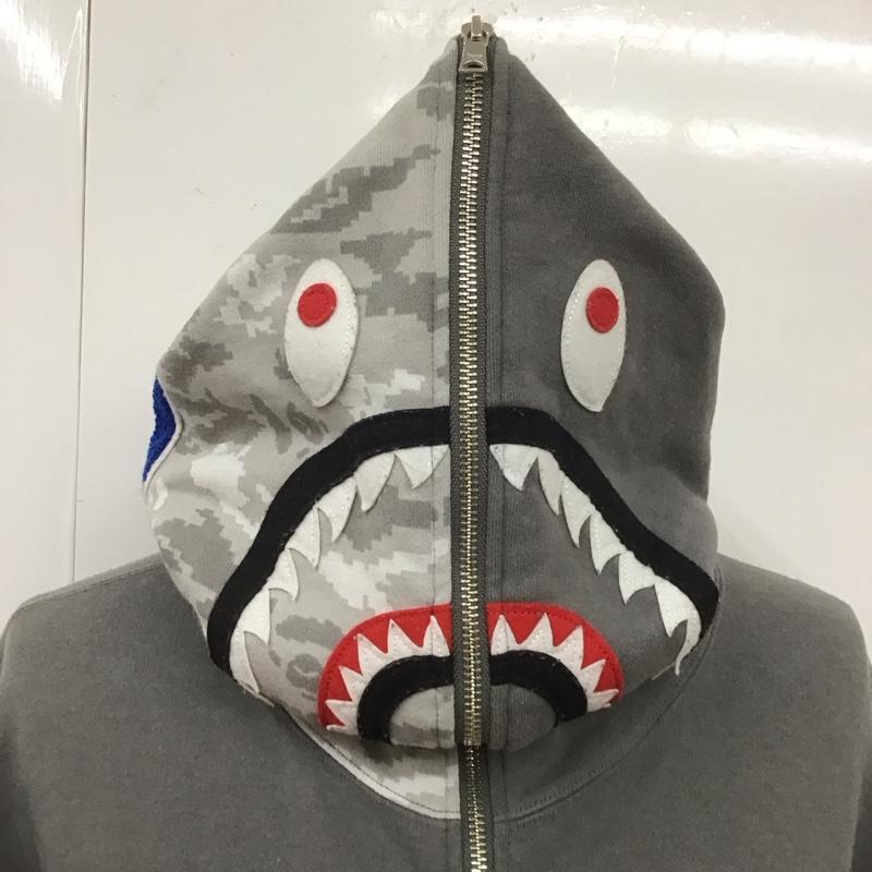 アベイシングエイプ A BATHING APE パーカー 長袖 長袖パーカー フード付きパーカー プリントスウェット ジップアップパーカー XXL 無地 灰 / グレー /  メンズ USED 古着 中古 10108621
