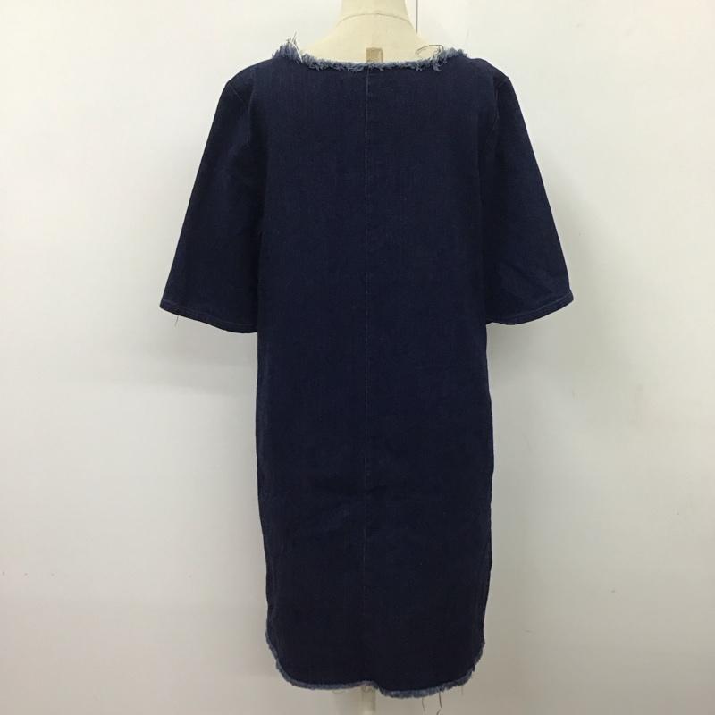 ザラベーシック ZARA BASIC ワンピース ひざ丈スカート 半袖ロングワンピース デニムワンピース クルーネック M 無地 インディゴ / インディゴ /  レディース USED 古着 中古 10116418