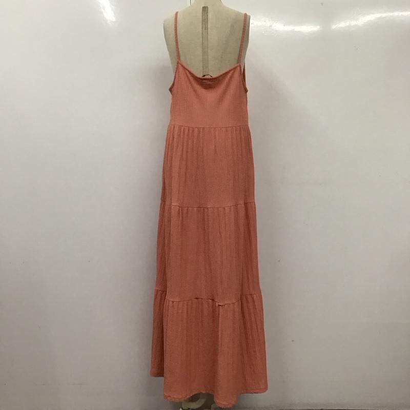 ザラ ZARA ワンピース ロングスカート 1165 183 679 キャミワンピ ティアード L 無地 桃 / ピンク /  レディース USED 古着 中古 10113505