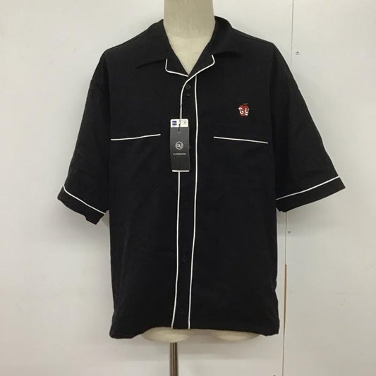 ジーユー GU シャツ、ブラウス 半袖 半袖シャツ 無地シャツ ポケットシャツ L ロゴ、文字 黒 / ブラック /  メンズ USED 古着 中古 10127086