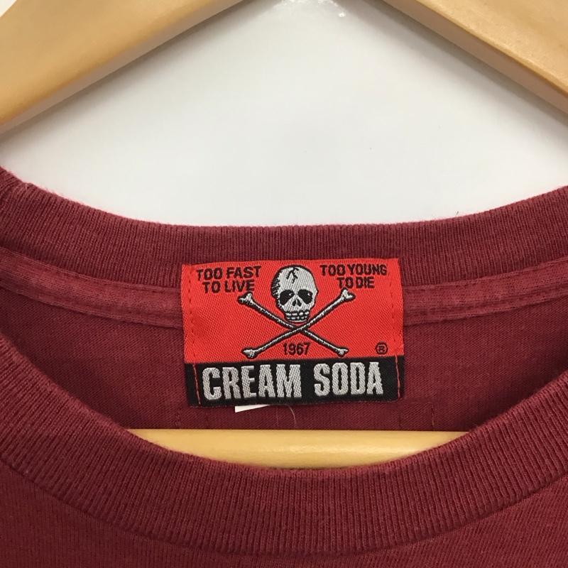 クリームソーダ CREAMSODA Tシャツ 半袖 半袖カットソー プリントTシャツ クルーネックカットソー ロゴ、文字 えんじ / ワインレッド /  メンズ USED 古着 中古 10134074