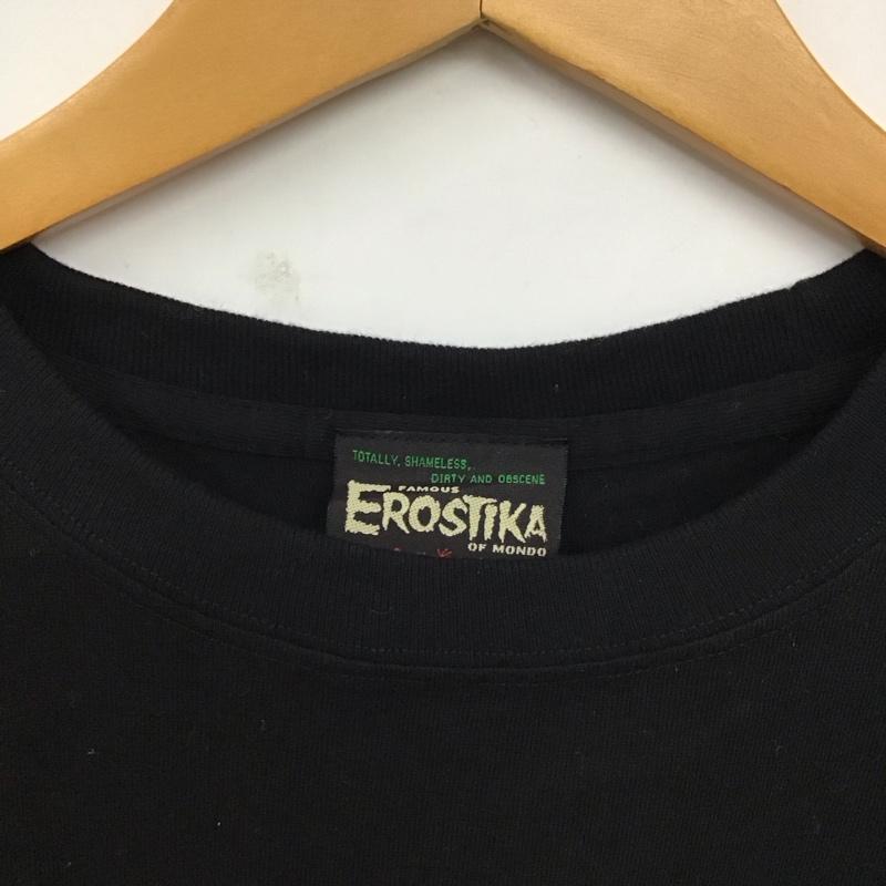 エロスティカ EROSTiKA Tシャツ 半袖 Devils Cat Fight バックプリント XL ロゴ、文字 黒 / ブラック /  メンズ USED 古着 中古 10123391