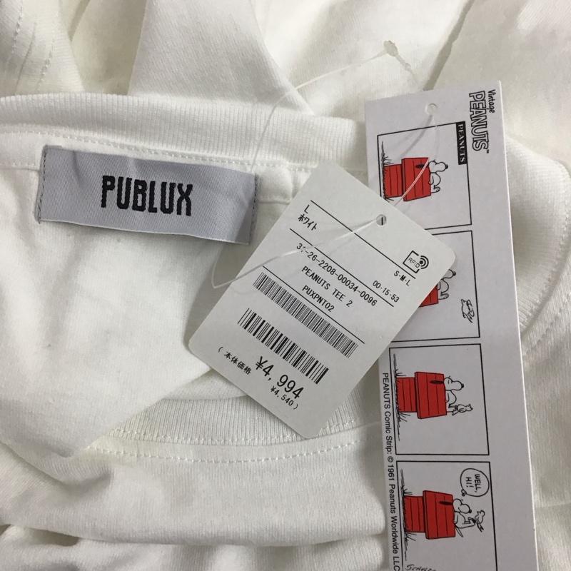 パブリュクス PUBLUX Tシャツ 半袖 スヌーピー ピーナッツ チャーリーブラウン タグ付き L キャラクター 白 / ホワイト /  メンズ USED 古着 中古 10123011