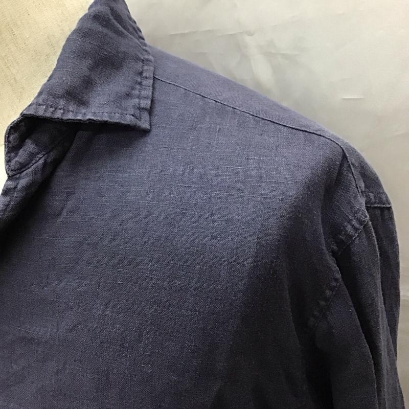 マニュアル アルファベット MANUAL ALPHABET シャツ、ブラウス 長袖 長袖シャツ プルオーバーシャツ 長袖カットソー L 無地 紺 / ネイビー /  メンズ USED 古着 中古 10116191