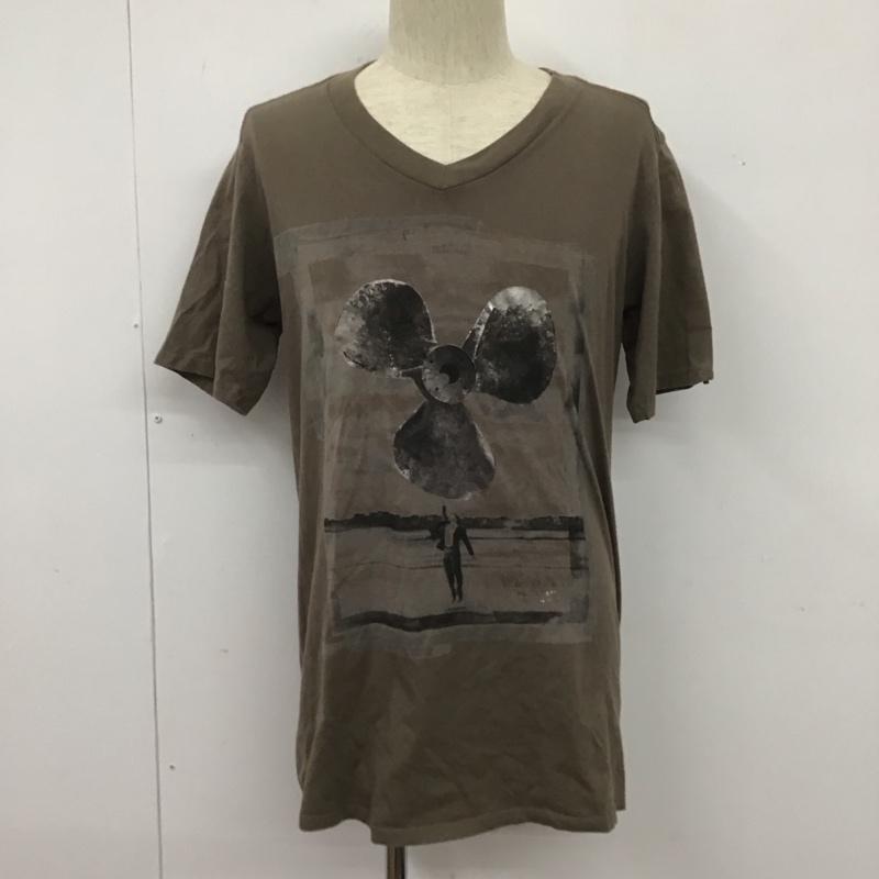 ディーゼル DIESEL Tシャツ 半袖 Vネック プリント L ロゴ、文字 茶 / ブラウン /  メンズ USED 古着 中古 10107537