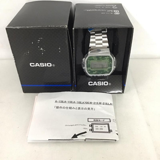 カシオ CASIO 腕時計 デジタル A168WE 迷彩 箱有 ロゴ、文字 銀 / シルバー /  メンズ USED 古着 中古 10134454