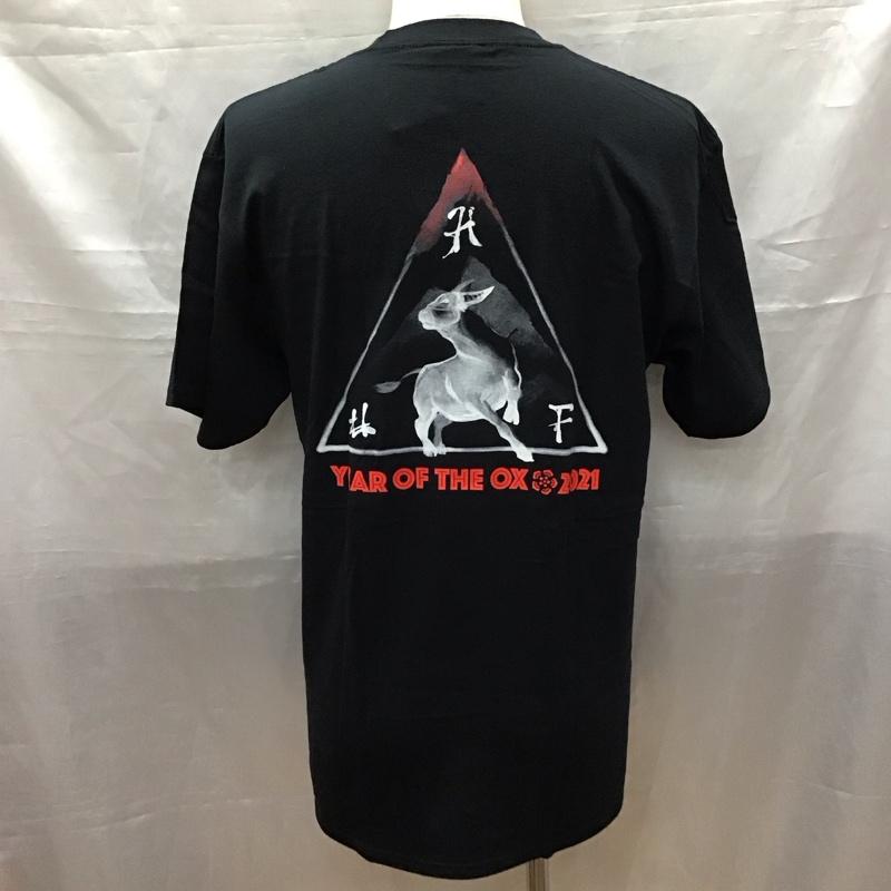 ハフ HUF Tシャツ 半袖 半袖カットソー プリントTシャツ クルーネックカットソー M プリント 黒 / ブラック /  メンズ USED 古着 中古 10116579