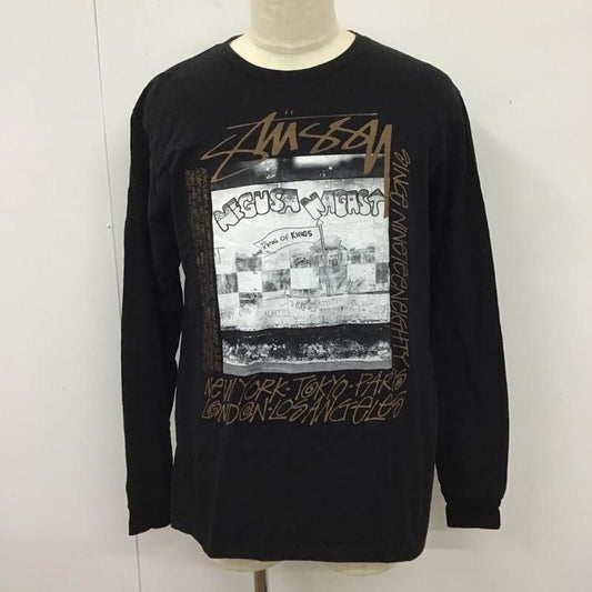 ステューシー STUSSY カットソー 長袖 長袖カットソー クルーネックカットソー ロングスリーブカットソー プリントTシャツ M プリント 黒 / ブラック /  メンズ USED 古着 中古 10119960