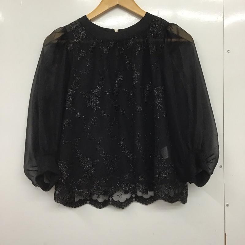 ミスティウーマン mysty woman シャツ、ブラウス 七分袖 FREE 無地 黒 / ブラック /  レディース USED 古着 中古 10148630