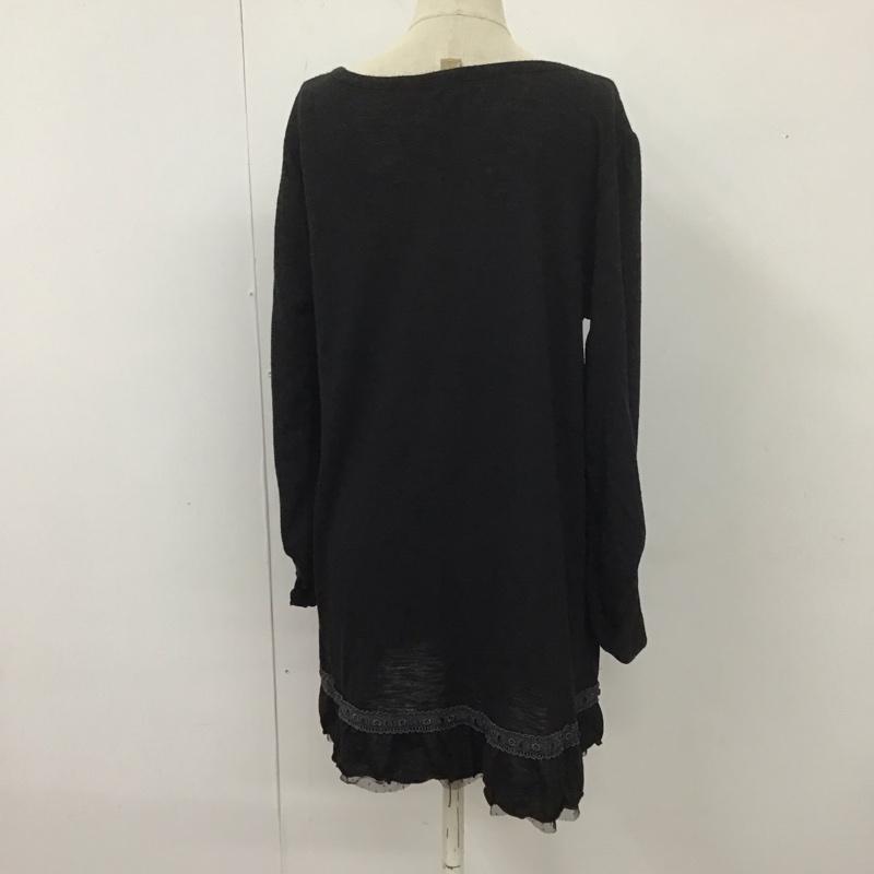 アクシーズファム axes femme カーディガン 長袖 長袖カーディガン 長袖カットソー ノーカラージャケット 前開カーディガン M 無地 黒 / ブラック /  レディース USED 古着 中古 10113703