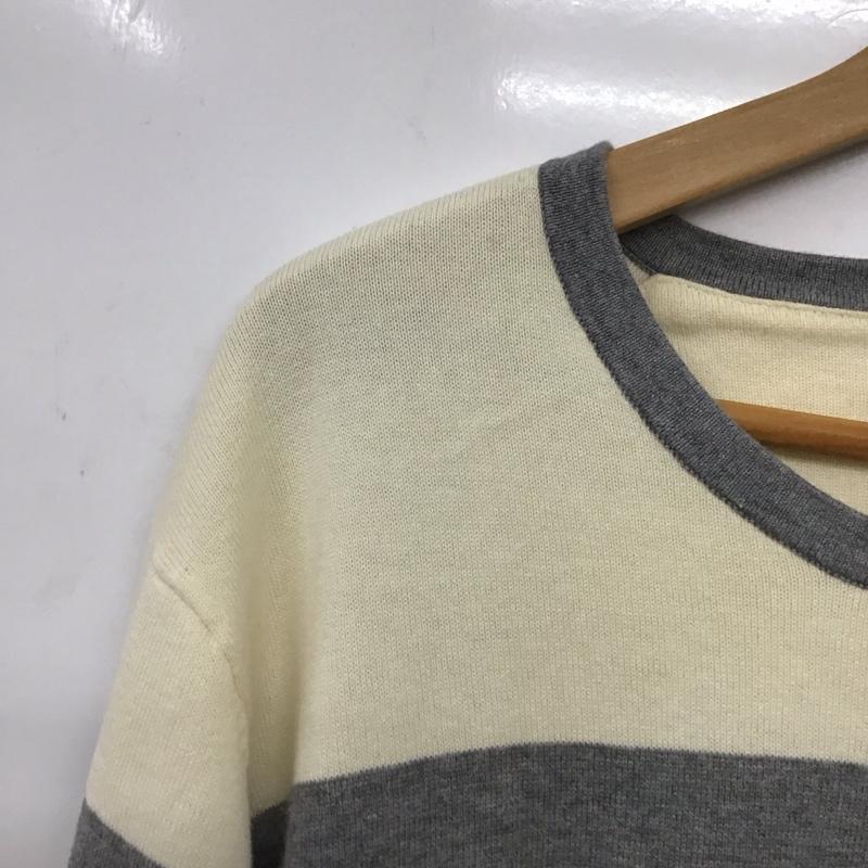 バーバリーブラックレーベル BURBERRY BLACK LABEL ニット、セーター 長袖 長袖ニットカットソー クルーネック セーター 3 ボーダー柄 灰 / グレー / X 白 / ホワイト /  メンズ USED 古着 中古 10140541