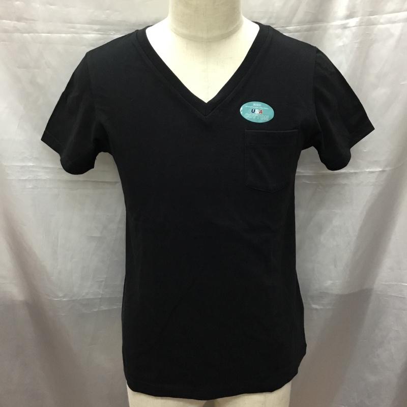 ニコアンドベーシック niko and... BASIC Tシャツ 半袖 半袖カットソー プリントTシャツ Vネックカットソー M 無地 黒 / ブラック /  メンズ USED 古着 中古 10114357