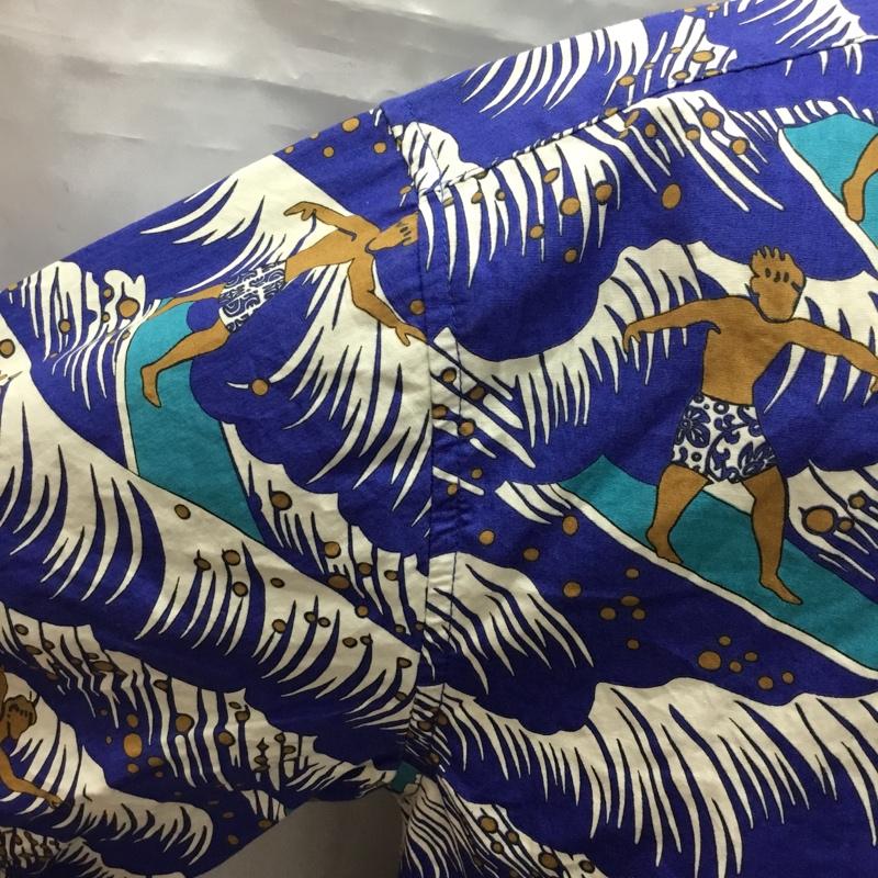 クックストリート COOKE STREET シャツ、ブラウス 半袖 アロハシャツ ボタンダウンシャツ L 総柄 青 / ブルー /  メンズ USED 古着 中古 10108974