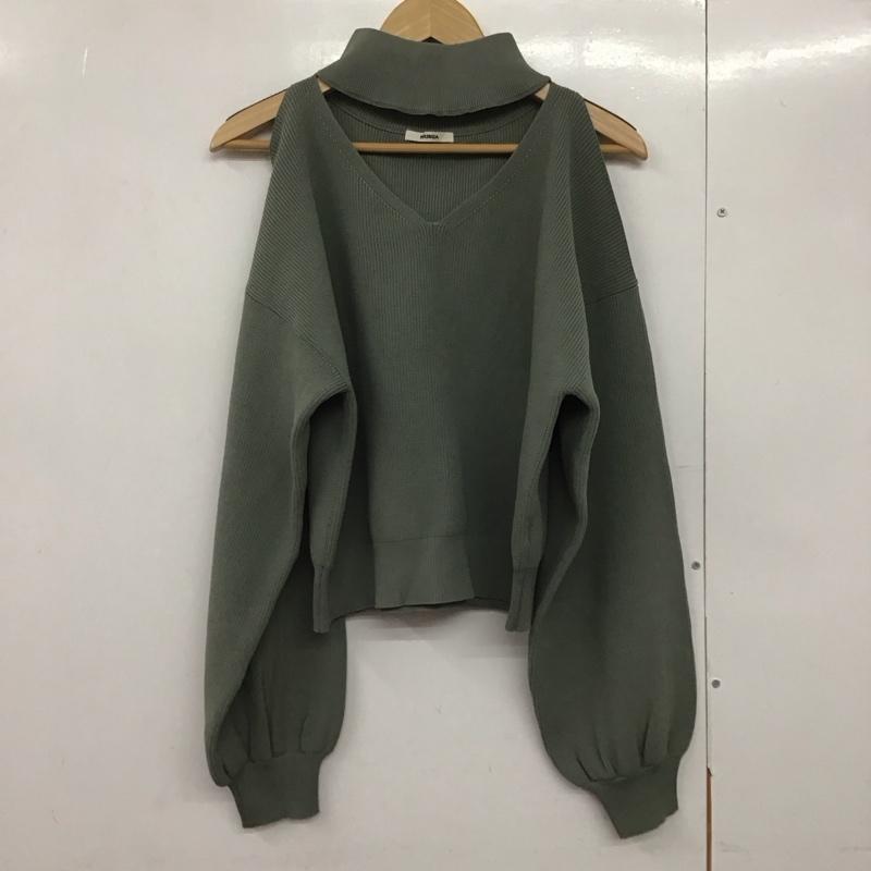 ムルーア MURUA ニット、セーター 長袖 011962600501-01 チョーカーニット FREE 無地 カーキ / カーキ /  レディース USED 古着 中古 10143806