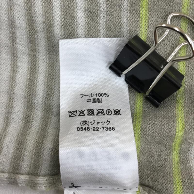 ステューシー STUSSY ニット、セーター 長袖 117203 3AW STUSSY HORIZONTAL STRIPE SWEATER WOOL KNIT L ボーダー柄 灰 / グレー / X ベージュ / ベージュ / X 黄緑 / イエローグリーン /  メンズ USED 古着 中古 10136990