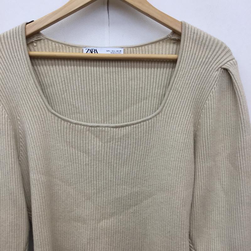 ザラ ZARA カットソー 長袖 ニットカットソー L 無地 ベージュ / ベージュ /  レディース USED 古着 中古 10142559