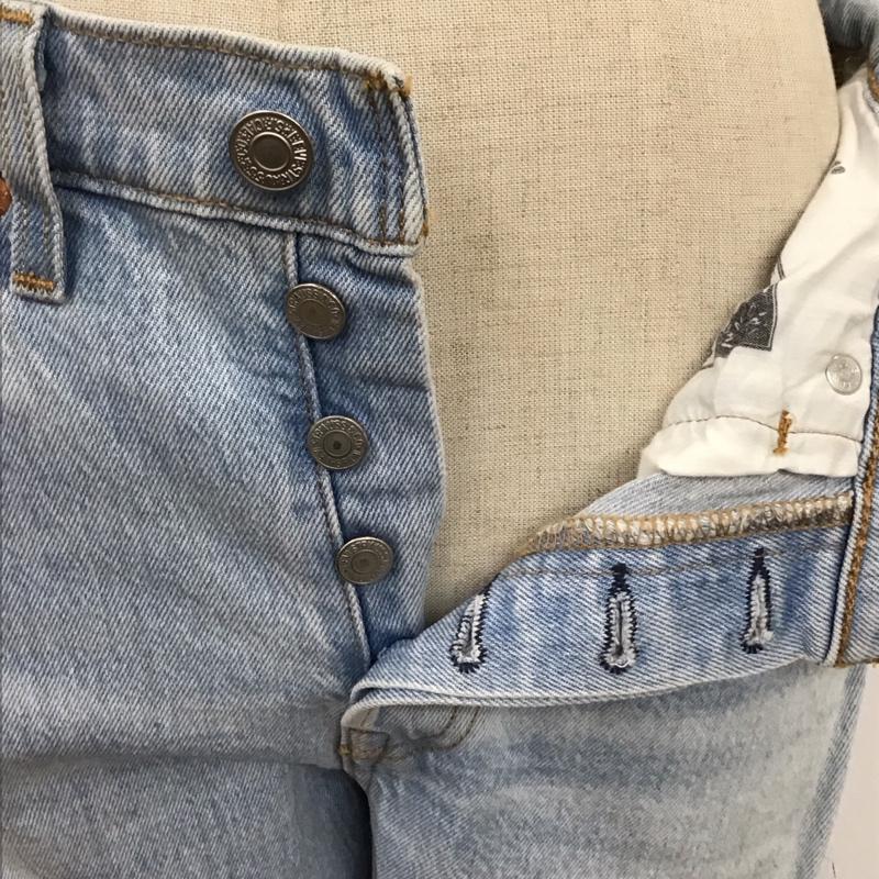 リーバイス Levi s パンツ デニム、ジーンズ 36200-0071 501 CROP DIBS W TAPE W26 L28 26インチ ロゴ、文字 水色 / ライトブルー /  レディース USED 古着 中古 10114580