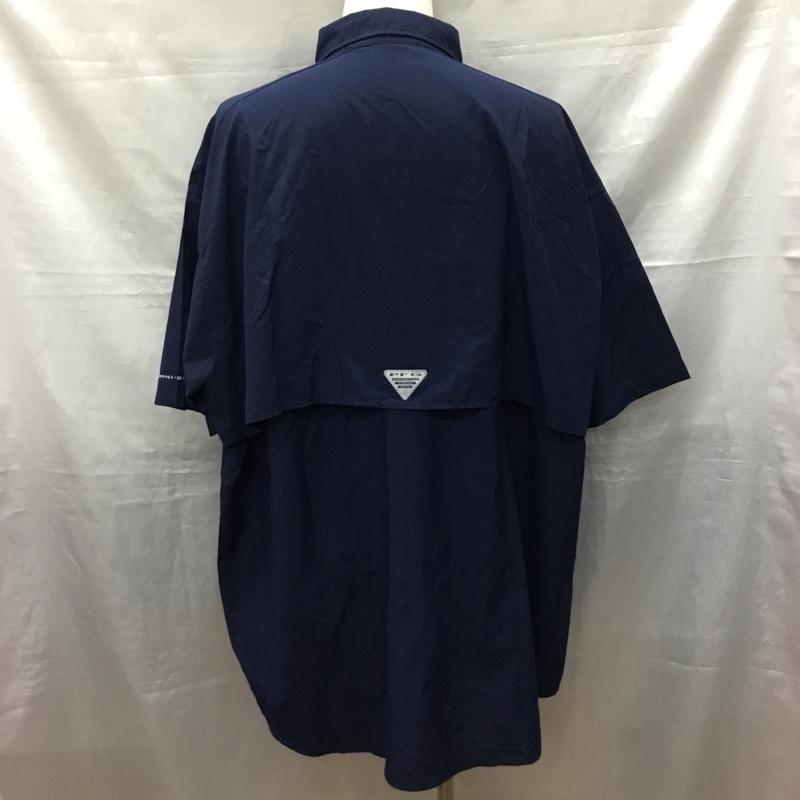 コロンビア Columbia シャツ、ブラウス 半袖 半袖シャツ カラーシャツ 半袖カットソー ボタンダウンシャツ XXL 無地 紺 / ネイビー /  メンズ USED 古着 中古 10120265
