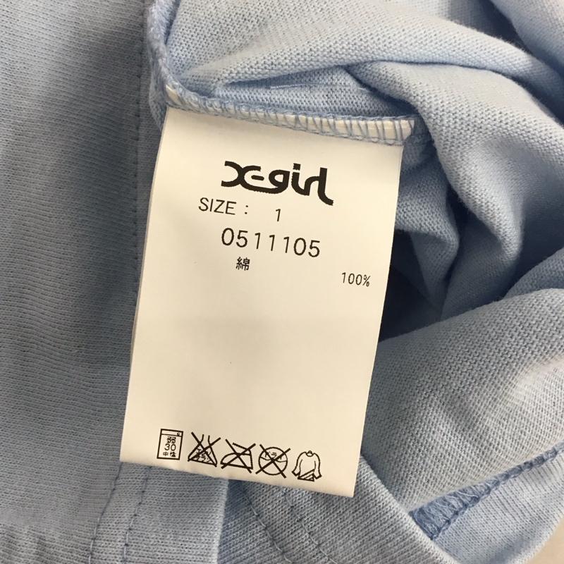 エックスガール X-girl Tシャツ 半袖 1 プリント 水色 / ライトブルー /  レディース USED 古着 中古 10140388
