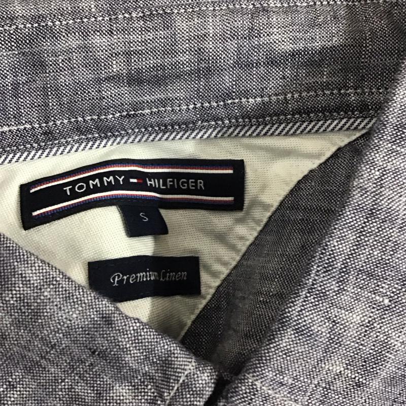 トミーヒルフィガー TOMMY HILFIGER シャツ、ブラウス 長袖 ボタンダウン 胸ポケット 麻 リネン タグ付き S ワンポイント 紺 / ネイビー /  メンズ USED 古着 中古 10112922
