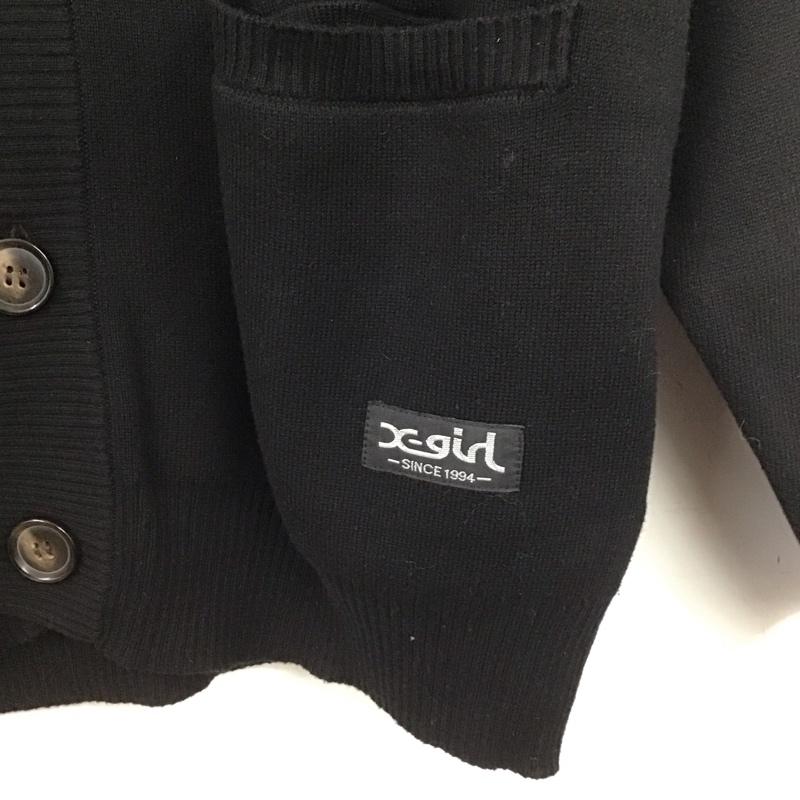 エックスガール X-girl カーディガン 長袖 105233015003 FACE KNIT CARDIGAN ONE SIZE 無地 黒 / ブラック /  レディース USED 古着 中古 10146795