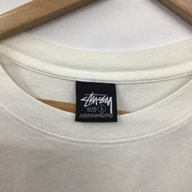 ステューシー STUSSY Tシャツ 半袖 半袖カットソー プリントTシャツ クルーネックカットソー L ロゴ、文字 白 / ホワイト /  メンズ USED 古着 中古 10132364