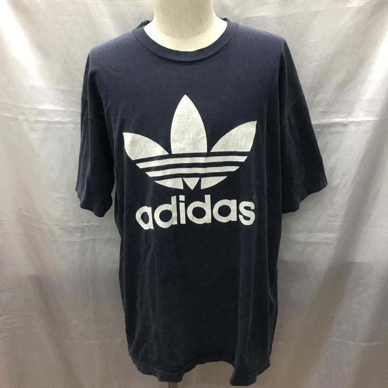 アディダス adidas Tシャツ 半袖 半袖カットソー プリントTシャツ クルーネックカットソー ロゴ、文字 紺 / ネイビー /  メンズ USED 古着 中古 10115769