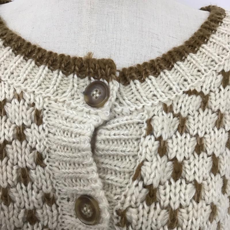 ローリーズファーム LOWRYS FARM ニット、セーター 長袖 LF621346NT 2WAY柄ショートニットプルオーバーカーディガン  茶 / ブラウン / X アイボリー / アイボリー /  レディース USED 古着 中古 10122560