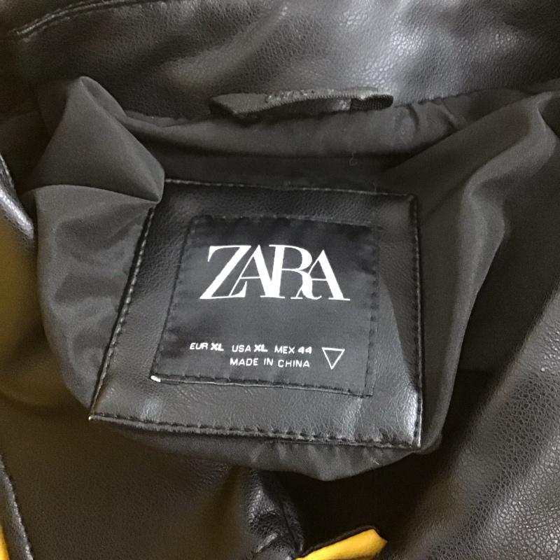 ザラ ZARA ジャケット、上着 ジャンパー、ブルゾン 3833/305/800 フェイクレザー XL ロゴ、文字 X 刺繍 黄 / イエロー / X 黒 / ブラック /  メンズ USED 古着 中古 10109142