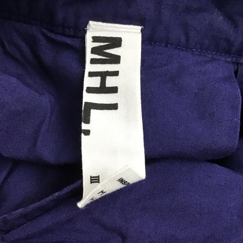エムエイチエル MHL. スカート ひざ丈スカート 595-132453 コットンリネン フレアスカート 3 無地 紺 / ネイビー /  レディース USED 古着 中古 10115107