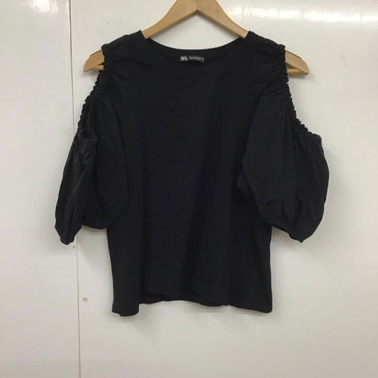 ザラ ZARA カットソー 半袖 0085/451/800 S 無地 黒 / ブラック /  レディース USED 古着 中古 10131174