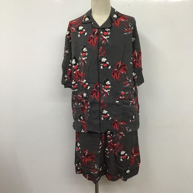 ジーユー GU セットアップ セットアップ 372-334415 GU×UNDERCOVER パジャマ ミッキー セットアップ 半袖シャツ ハーフパンツ L プリント 黒 / ブラック /  メンズ USED 古着 中古 10107094