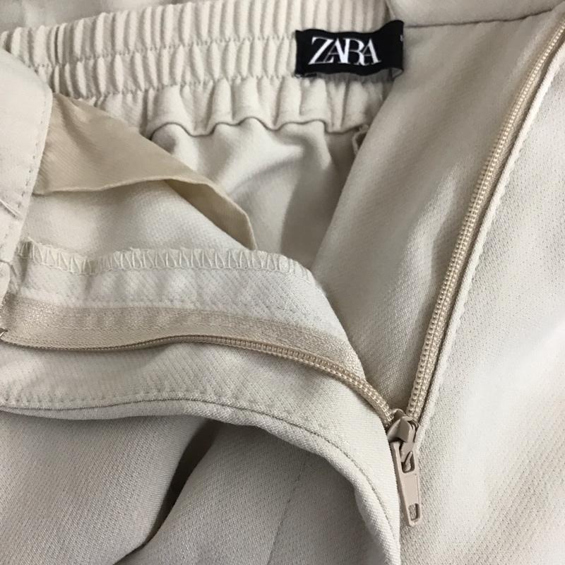 ザラ ZARA パンツ スラックス スラックスパンツ ワイドパンツ カジュアルパンツ センタータックパンツ M 無地 ベージュ / ベージュ /  レディース USED 古着 中古 10115182