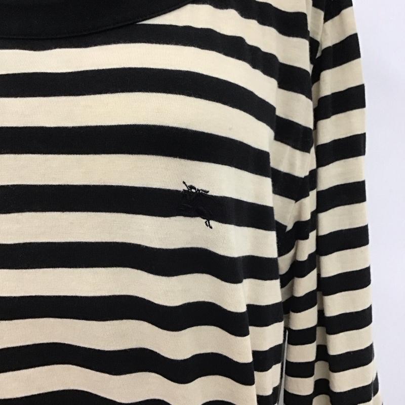 バーバリーロンドン Burberry London ワンピース ひざ丈スカート FAD84-517-10 肩ボタン ボーダー 1 ワンポイント 黒 / ブラック / X ベージュ / ベージュ /  レディース USED 古着 中古 10107401