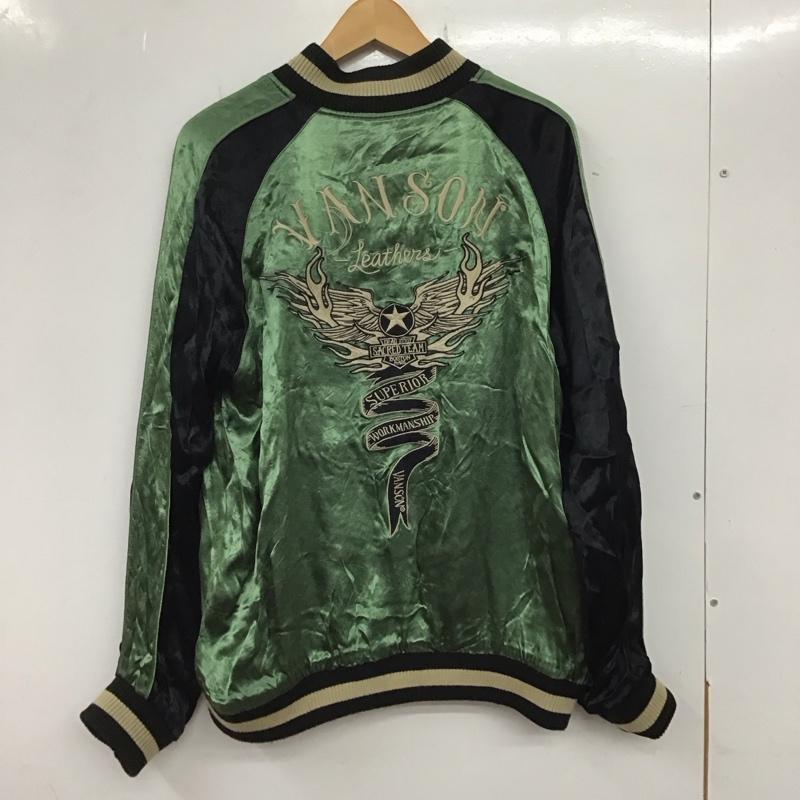 ヴァンソン VANSON ジャケット、上着 ジャンパー、ブルゾン スカジャン ジップアップジャケット リバーシブルジャンパー アウター 古着 L 刺繍 黒 / ブラック / X 緑 / グリーン /  メンズ USED 古着 中古 10104744