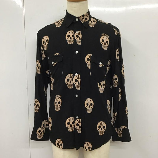 ヒステリックグラマー HYSTERIC GLAMOUR シャツ、ブラウス 長袖 長袖シャツ カラーシャツ ポケットシャツ 長袖カットソー プリントシャツ ロゴ、文字 黒 / ブラック /  メンズ USED 古着 中古 10112145