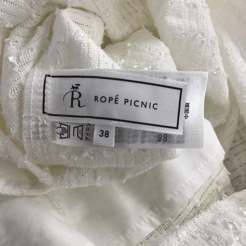 ロペピクニック ROPE  PICNIC カーディガン 半袖 半袖カーディガン ショート丈 前ボタン 38 総柄 白 / ホワイト /  レディース USED 古着 中古 10136107