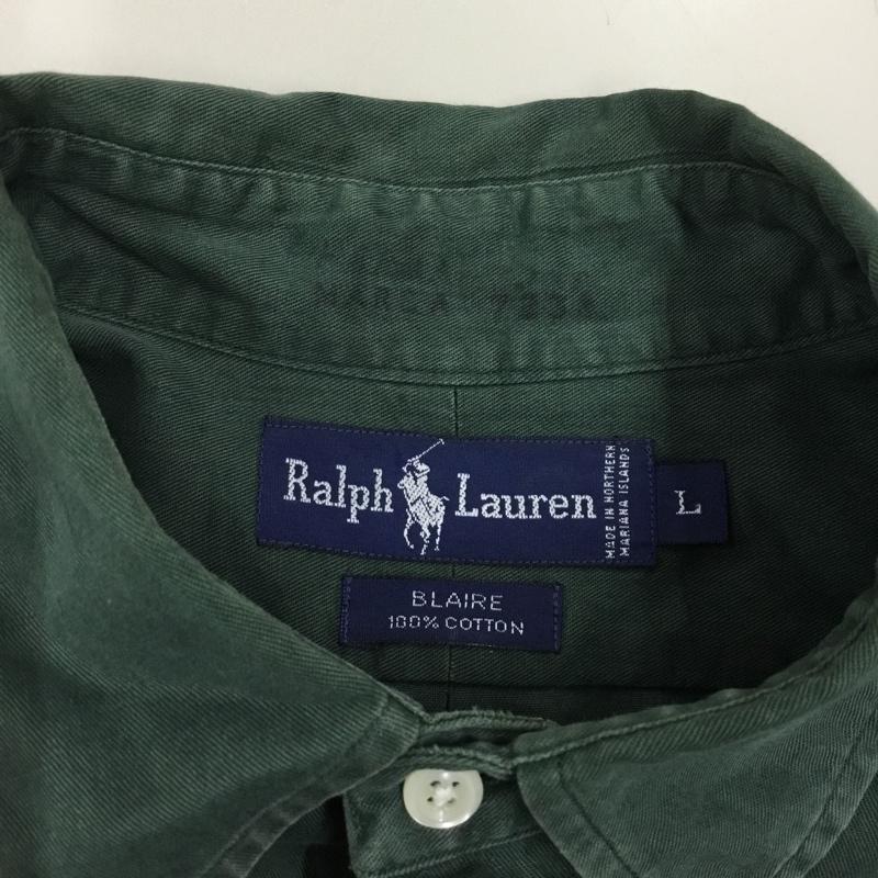 ラルフローレン RALPHLAUREN シャツ、ブラウス 長袖 長袖シャツ カラーシャツ 長袖カットソー ボタンダウンシャツ L ロゴ、文字 緑 / グリーン /  メンズ USED 古着 中古 10114840