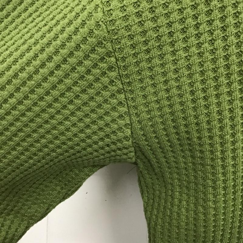 ミュエータ MUHET カットソー 長袖 長袖カットソー クルーネックカットソー ロングスリーブカットソー ワッフル ヘンリーネック LL 無地 カーキ / カーキ /  メンズ USED 古着 中古 10119460