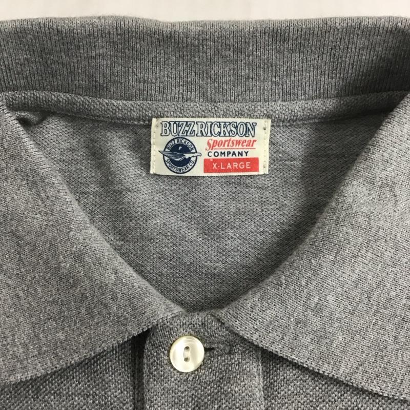 バズリクソンズ Buzz Rickson s ポロシャツ 半袖 半袖ポロシャツ カラーシャツ 半袖カットソー XL ロゴ、文字 灰 / グレー /  メンズ USED 古着 中古 10113108