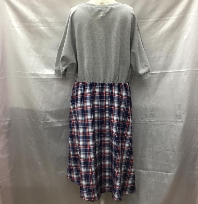 ミルクフェド MILKFED. ワンピース ロングスカート 半袖ワンピース ロングワンピース クルーネック フレアスカート チェック マルチカラー / マルチカラー /  レディース USED 古着 中古 10112240