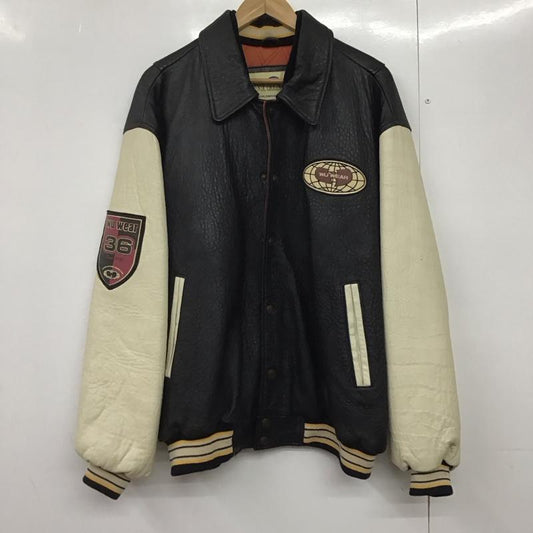 ウーウェア WU-WEAR ジャケット、上着 レザージャケット バックロゴ XL ロゴ、文字 黒 / ブラック / X アイボリー / アイボリー /  メンズ USED 古着 中古 10144720
