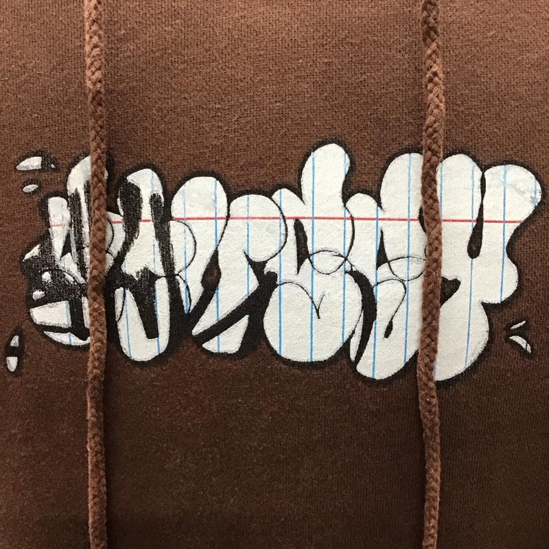 ステューシー STUSSY パーカー 長袖 プルオーバー 裏起毛 バックプリント 2000年代 M ロゴ、文字 茶 / ブラウン /  メンズ USED 古着 中古 10118026