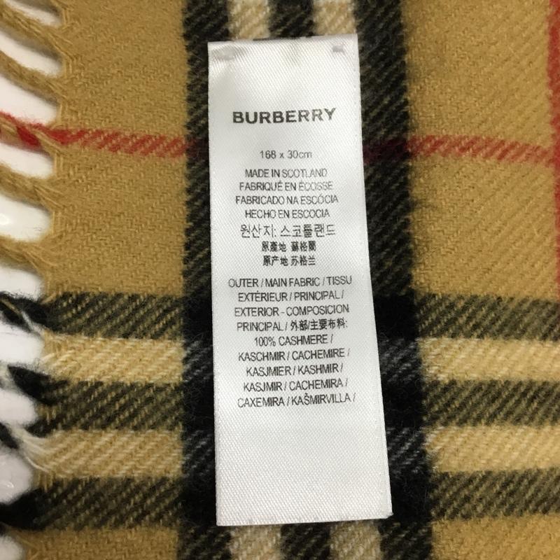 バーバリーロンドン Burberry London マフラー マフラー 8024471 ワッペン フリンジ チェック ベージュ / ベージュ / X 白 / ホワイト / X 黒 / ブラック / X 赤 / レッド /  メンズ USED 古着 中古 10107621