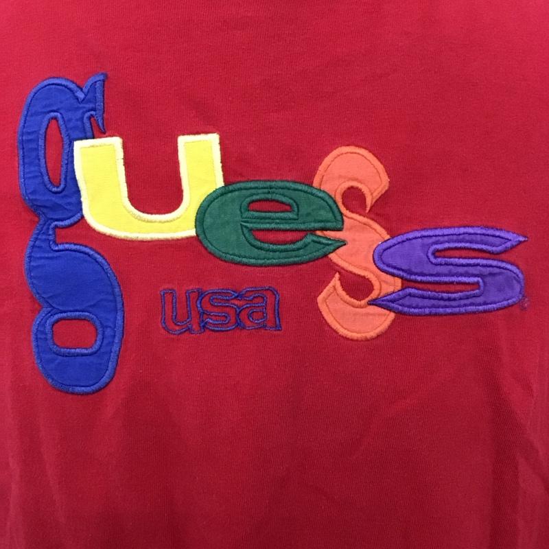 ゲス Guess Tシャツ 半袖 クルーネック ロゴ、文字 赤 / レッド /  メンズ USED 古着 中古 10116518