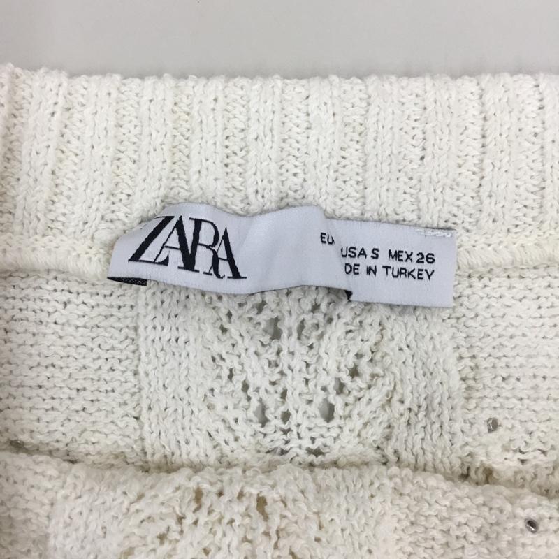 ザラ ZARA スカート ミニスカート 4331/105/250 フェイクパールトリムニットミニスカート S 無地 白 / ホワイト /  レディース USED 古着 中古 10121966