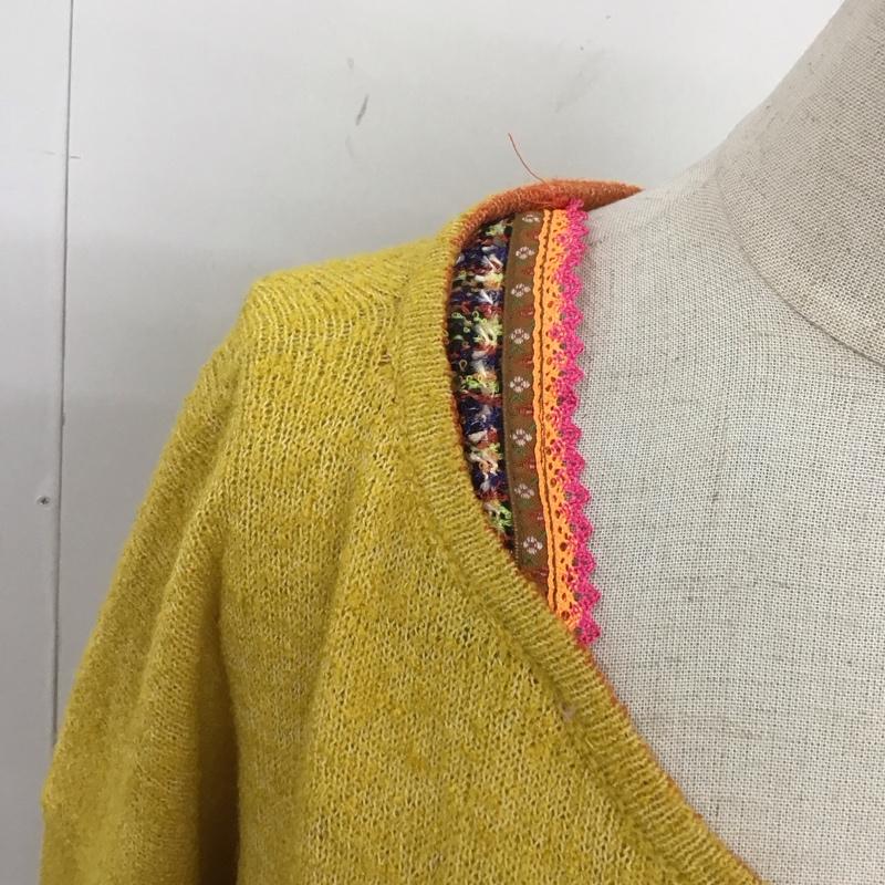 チチカカ TITICACA カットソー 長袖 長袖カットソー Vネックカットソー ロングスリーブカットソー FREE 無地 黄 / イエロー /  レディース USED 古着 中古 10116611