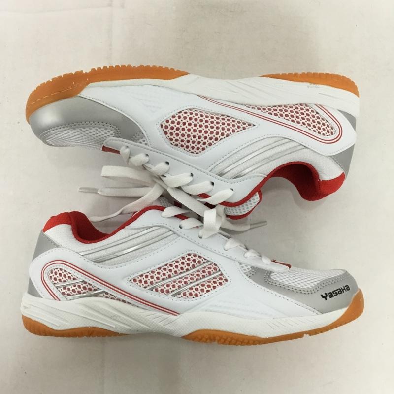 ヤサカ YASAKA スニーカー スニーカー E-200 ジェット インパクト 卓球シューズ 24cm 箱有 24.0cm ロゴ、文字 白 / ホワイト / X 赤 / レッド /  レディース USED 古着 中古 10147915